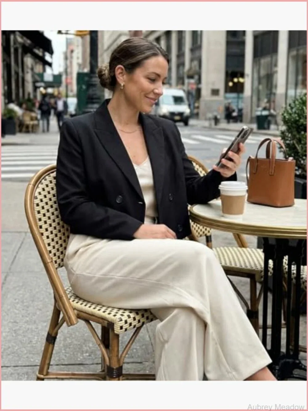 Double Breasted Cropped Blazer Jacket - Notched Lapel Long Sleeve Casual Office